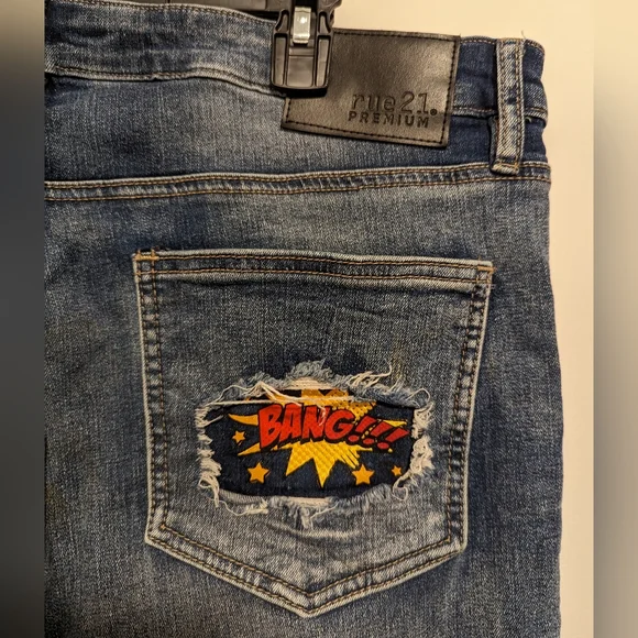 Premiere Denim Skinny Arc Supreme Flex Jeans comic print medium wash siz… - Picture 9 of 9
